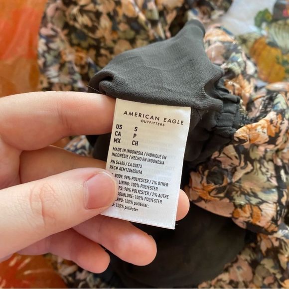 American Eagle • Chiffon Lace Up Blouse in Washed Black - Picture 7 of 15